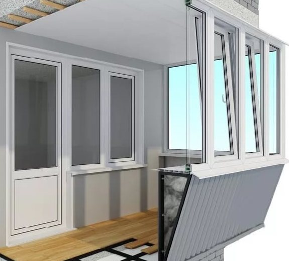 Вынос остекления балкона с перил<br>